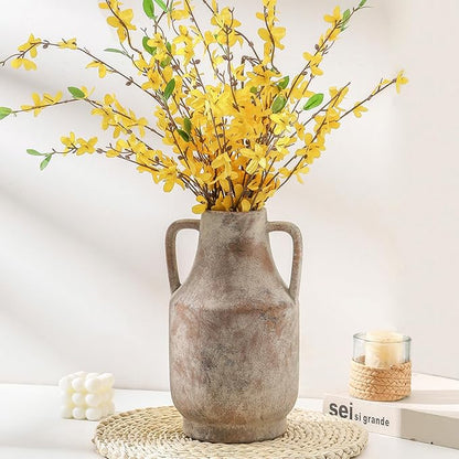 Mitt&Ditt Ceramic Flower Vase with Handles, 11 inch Tall Vase for Centerpieces, Large Decorative Terracotta Vases, Farmhouse Rustic Vases for Home Decor, Living Room, Table, Neutral