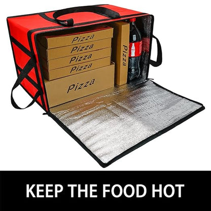 Bodaon 3-Pack Insulated Food Delivery Bag for Hot and Cold Meal, XXX-Large Cooler Bags, Grocery Tote Insulation Bag for Catering, Pizza Warmer, Red