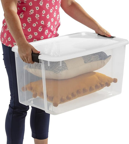 Sterilite 20-Pack Ultra Latching Box, Storage Bins with Lids, Clear Plastic, 70 Quart - Heavy-Duty Organizing Containers for Closet, Bathroom, and Office