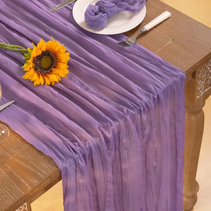 Lavender Purple Cheesecloth Table Runner Christmas Table Runner Boho Gauze 120 Inches Cheese Cloth Table Decor for Xmas Holiday Season Parties Wedding Bridal Baby Shower Birthday