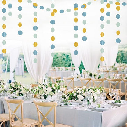 Light-Dusty Blue Gold Party-Decorations Garland - 52Ft Birthday Baby Bridal Shower Wedding Paper Banner Streamers,Bachelorette Engagement Decor Panduola
