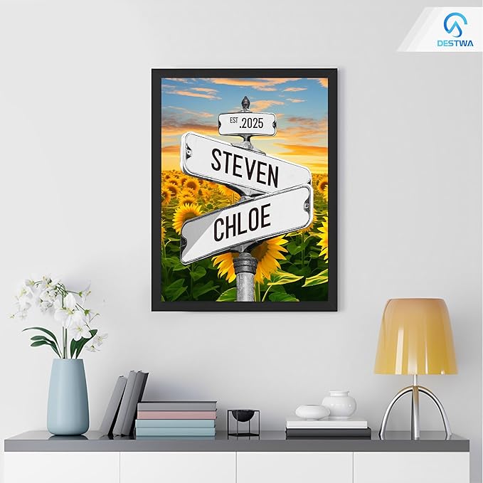 Personalized Vintage Street Sign For Couples, Custom Street Sign Canvas Poster Wall Art With Names, Gift For Valentine