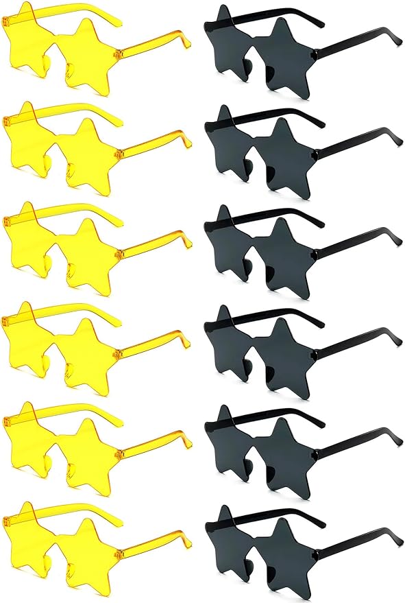 12/26/36 Pairs Rimless Star Shaped Sunglasses Transparent Glasses Bulk Fun Sunglasses for Party Favors