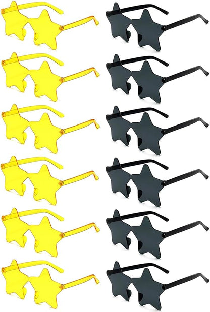 12/26/36 Pairs Rimless Star Shaped Sunglasses Transparent Glasses Bulk Fun Sunglasses for Party Favors