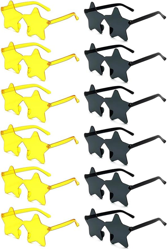 12/26/36 Pairs Rimless Star Shaped Sunglasses Transparent Glasses Bulk Fun Sunglasses for Party Favors