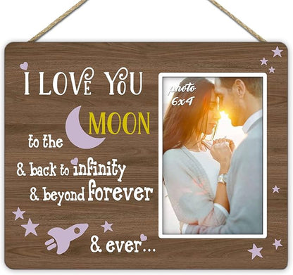 KU-DaYi Inspirational Couples in Love Gifts For Valentine's Day Engagement Wedding,Couples Wall & Tabletop Photo Frame 4″×6″,I Love You To The Moon & Back To Infinity & Beyond Forever & Ever - F113