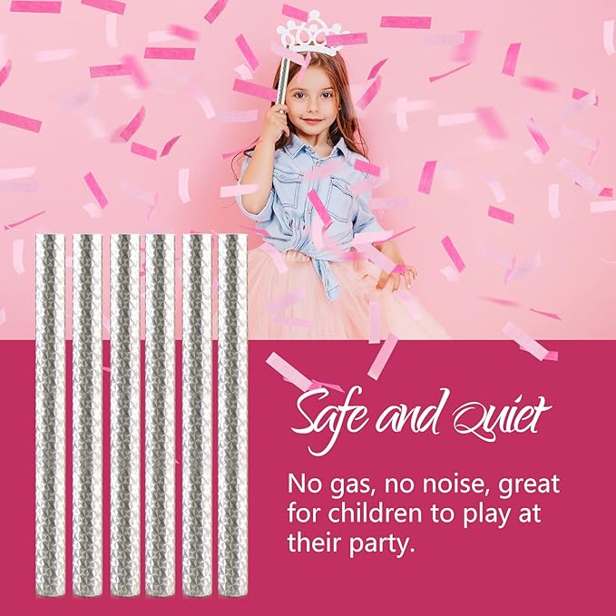 BATTIFE It's a Girl, 12Pack Gender Reveal Confetti Sticks, Tissue Paper Confetti Flick Flutter Wands for Baby Girl Shower, Wedding, Birthday Party Supplies Decoration, Shoot Poppers, 14inch Pink