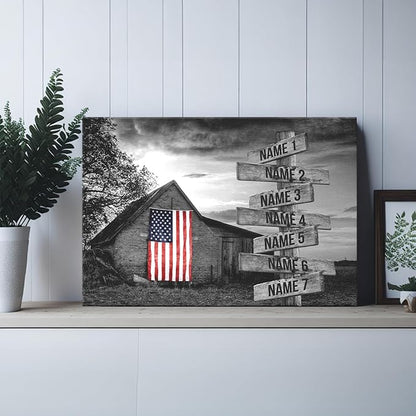 Dem Canvas Personalized Family Canvas, American Barn, Personalized Street Signs with Names Family Canvas Wall Decor