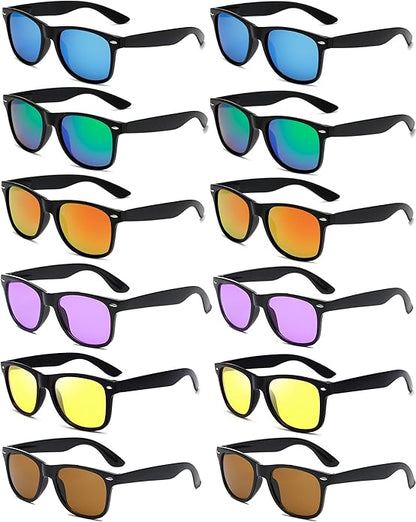 Eyegla 8/12/18 Pack Neon Sunglasses Bulk Colorful Multipack Party Sunglasses Retro Glasses Party Favor for Adult Men Women