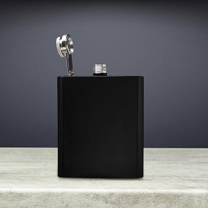 Murano Stainless Steel Hip Flasks 6 oz. Set of 10, Bulk Pack - Screw on Cap, Great for Wedding Party Gifts, Groomsmen Gifts, Outdoor Activities - Black