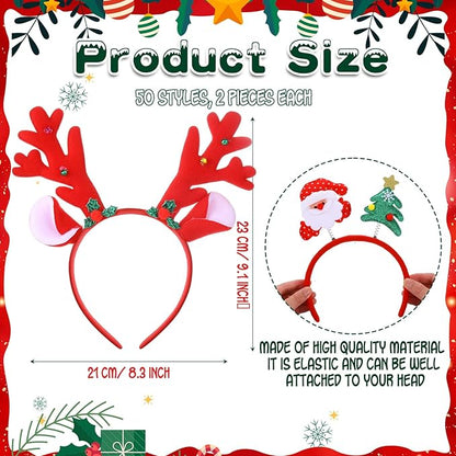 Christmas Headbands and Costume Headwear, Assorted Design Christmas Head Toppers Party Supplies