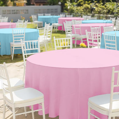 MASHAN 6Pack Round Gender Reveal Tablecloths,Disposable Plastic Pink and Blue Tablecloth,Table Covers for Boy or Girl Baby Shower Party Decorations,84 Inch