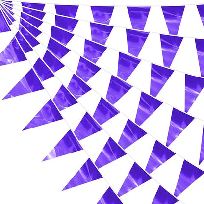 130FT Purple Glitter Triangle Pennant Banner Flag Metallic Bunting Fabric Garland for Christmas Graduation Wedding Engagement Anniversary Bachelorette Bridal Shower lavenderValentine's Party Decor