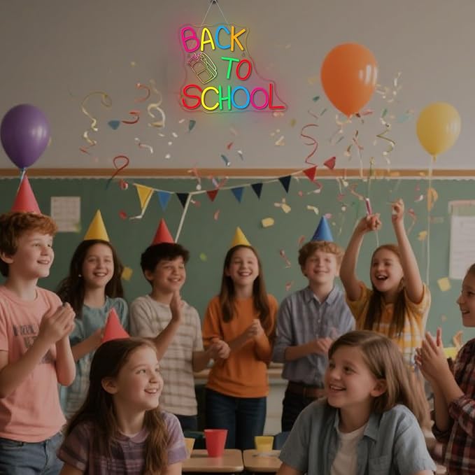 NOSUN Back to School Neon LED Sign Classroom Colorful Opens Party Wall Decorations Welcome to New Semester LED Lamp First Day of School Neon Lights as Gift for Students Son Daughter Boys Girls Teenagers