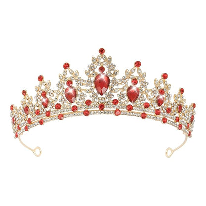 WOVOWOVO Princess Crown Queen Birthday Tiara for Women Girls, Red Crystal Tiaras and Crowns Headband Hair Accessories for Bride Wedding Halloween Costume Party Prom Christmas Gifts