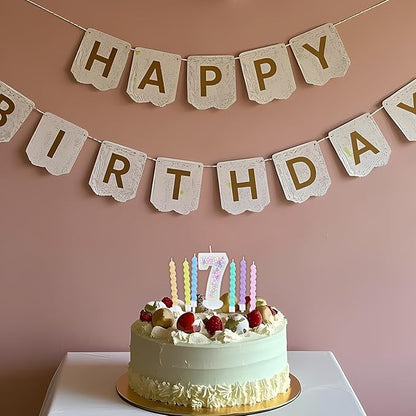 Number Birthday Candle with 12PCS Spiral Candles and A Birthday Card - Perfect for Celebrating Birthdays (Macaron Glitter, Number 7)