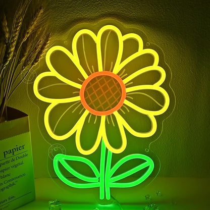 SYLHOME Sunflower Led Neon Light Sign Bedroom Living Room Kids Room Classroom Wall Decor Sign Game Room Birthday Christmas Party 13.78" X 11.38" USB