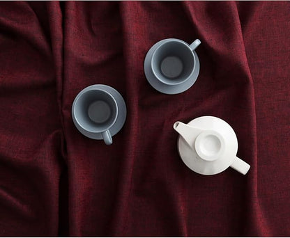 Solino Home Linen Tablecloth 60 x 120 Inch - 100% Pure Linen Red Garnet Table Cloth for Rectangle Tables - Athena, Machine Washable Tablecloth for Fall, Autumn, Christmas, Winter, New Year