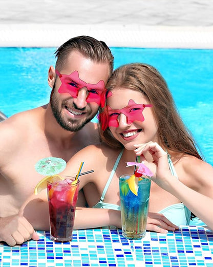 20 Pairs Rimless Star Sunglasses Bulk Transparent Candy Color Star Glasses for Women Men Party Favors