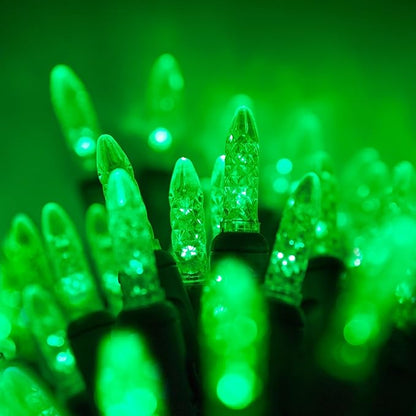 Wintergreen Lighting M5 LED Green Christmas Tree Lights, 70 Count 24 ft Green Wire Indoor/Outdoor Commercial Grade Mini String, Holiday and Seasonal Decor
