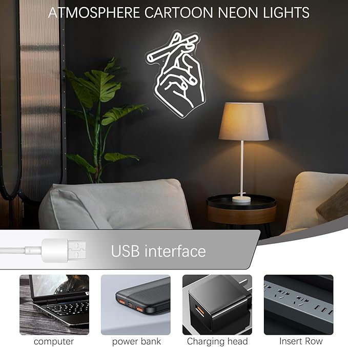 Smoking Hand Neon Sign for Wall Decor, Dimmable LED Neon Lights Art for Bedroom, Bar, Lounge, Game Room, Club Party Gift for Men