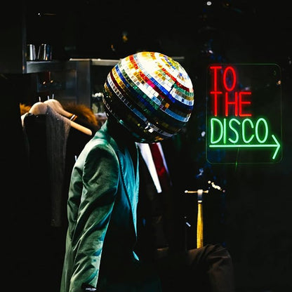 To The Disco Neon Sign Disco LED Neon Light for Wall Decor USB Powered Arrowhead Tag Led Light Sign Dimmable Neon Light Sign for Disco Bar Music Bar Bedroom Party