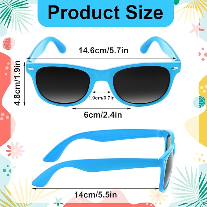 NEBURORA 6 Pack Light Blue Neon Sunglasses Bulk Retro Colorful Party Glasses for Adult Men Women Birthday Wedding Summer Beach Pool Party Supplies