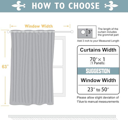 ChrisDowa Blackout Curtains 70 inches Wide for Bedroom - Extra Wide Grommet Thermal Insulated Room Darkening Curtains for Living Room (1 Panel, Dark Grey, 70 x 63 Inch)