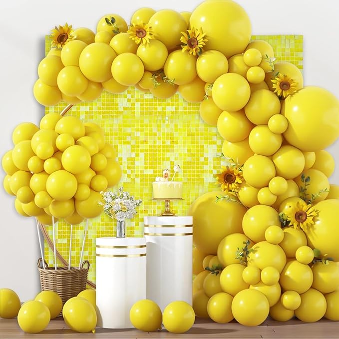 24PCS Colorful Yellow Shimmer Wall Backdrop, Square Sequin Photo Backdrops Panel, Glitter Wall Background for Birthdays, Weddings, Christmas, Engagements, Disco Bachelorette Party Decor (3FTx4FT)