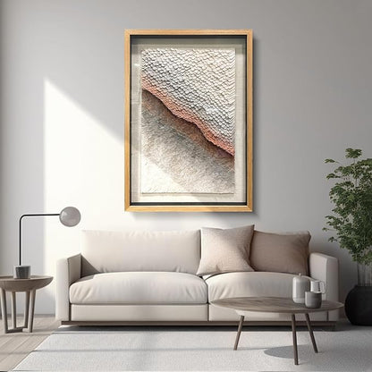 BrightA 3D Paper White Wall Art Abstract Wall Art Framed Artwork for Walls Frame Large Artwork for Living Room Office 27.5"x39.4"