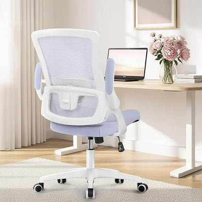 NEO Chair Office Desk Chair Computer High Back Mesh Gaming Seat with Ergonomic Adjustable Comfy Flip-up Armrests Lumbar Support Height for Home (Purple)