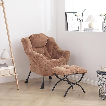 LITA Plush Brown Modern Accent Leisure Upholstered Sofa Chair, Lounge Reading Chair with Armrests and a Side Pocket for Living Room, Bedroom & Small Space, 28.5 x 25.5 x 37.4 inches