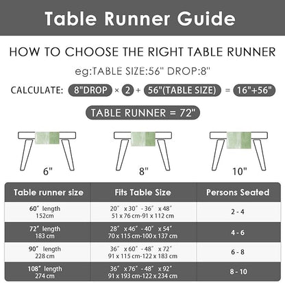 Emvency Farmhouse Table Runner, Vintage Green and Grey Abstract Art Painting for Kitchen Coffee Table Family Dinners Holiday Parties Wedding Events Decor(13x72 inch)