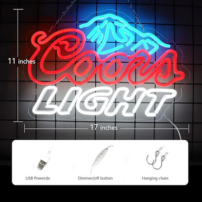JFLLamp Crs LIGHT Neon Signs for Wall Decor Neon Lights for Bedroom Led Signs Suitable for Man Cave Bar Pub Restaurant Christmas Birthday Party Gift Led Art Wall Decorative Crs Light Bar Sign, 5V Usb Power, 17*11 Inch(Azure+red+white）
