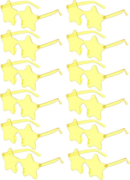 12/26/36 Pairs Rimless Star Shaped Sunglasses Transparent Glasses Bulk Fun Sunglasses for Party Favors