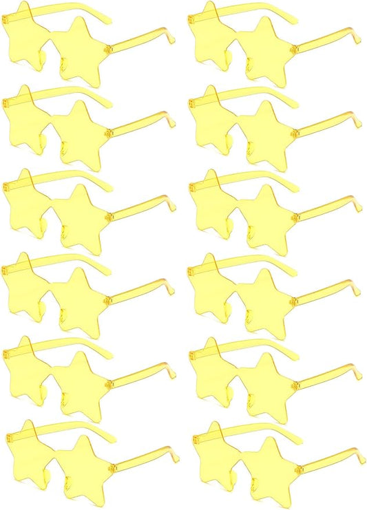 12/26/36 Pairs Rimless Star Shaped Sunglasses Transparent Glasses Bulk Fun Sunglasses for Party Favors
