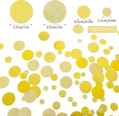 200 Pcs Gold Confetti, Circle Dots Glitter Confetti, 3 Sizes Gold Table Decorations, Metallic Paper Golds Table Confettis for Party, Wedding, Birthday and Event Decor