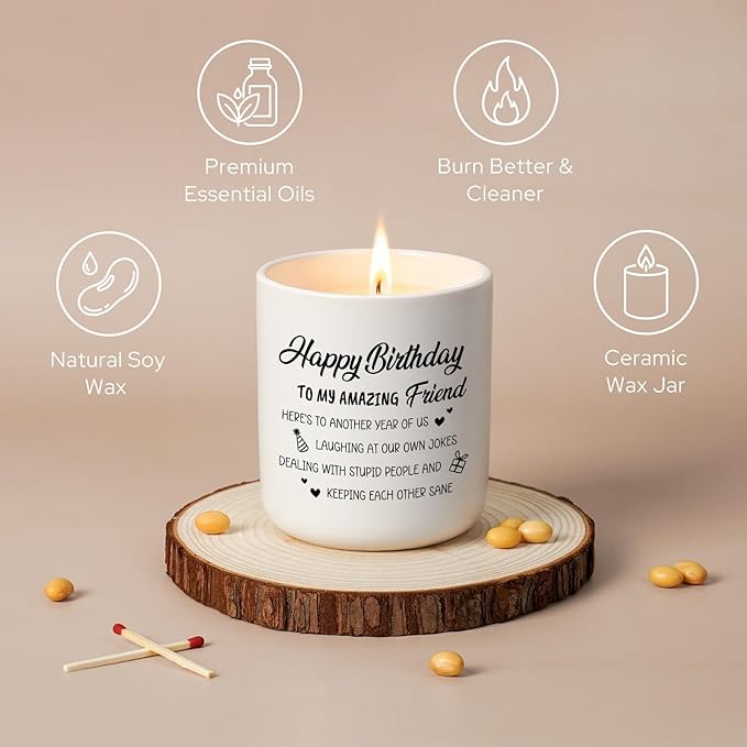 Best Friend Birthday Gifts for Women Men, Funny Friendship Gifts for Woman Candles, Happy Birthday Gift for Friends Sister Bestie BFF Coworker Classmate, Funny Lavender Candles 7Oz