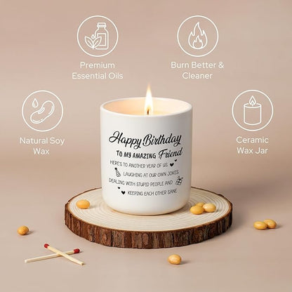 Best Friend Birthday Gifts for Women Men, Funny Friendship Gifts for Woman Candles, Happy Birthday Gift for Friends Sister Bestie BFF Coworker Classmate, Funny Lavender Candles 7Oz