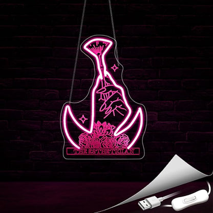 Neon Sign, Nails Salon Neon Signs for Wall Decor Neon Pink LED Signs 3D Engrave Neon Light Up Signs Home Decor for Business Bedroom Club Party Bars Shop USB Operated