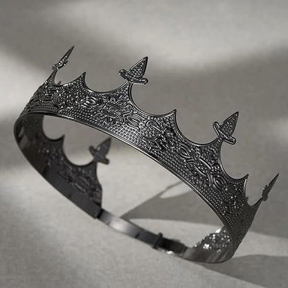 King Crowns Metal Hair Band for Men Gold Crowns and Tiara for Theme Birthday Party Costume Accessories