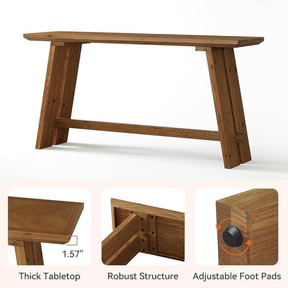 Tribesigns 63-Inch Solid Wood Console Table for Entryway, Narrow Long Sofa Table Behind Couch with Parquet Tabletop for Living Room, Entrance, Hallway, Foyer