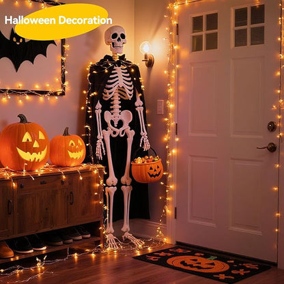 4 Pack 240LED Halloween Fairy Lights Battery Operated - 20FT Twinkle Lights with 2 Lighting Modes Indoor Outdoor, Waterproof Led Fairy String Lights for Christmas, Bedroom, Dorm, DIY Decor, Orange