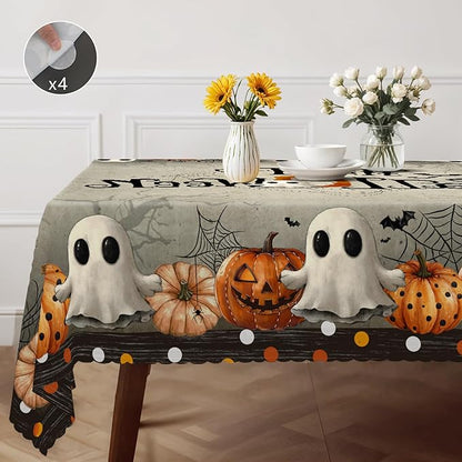Eikione Rectangular Tablecloth 152x220inch, Happy Halloween Tablecloth Waterproof and Wrinkle-Free, Table Covers, Summer Decorations for Home Dining