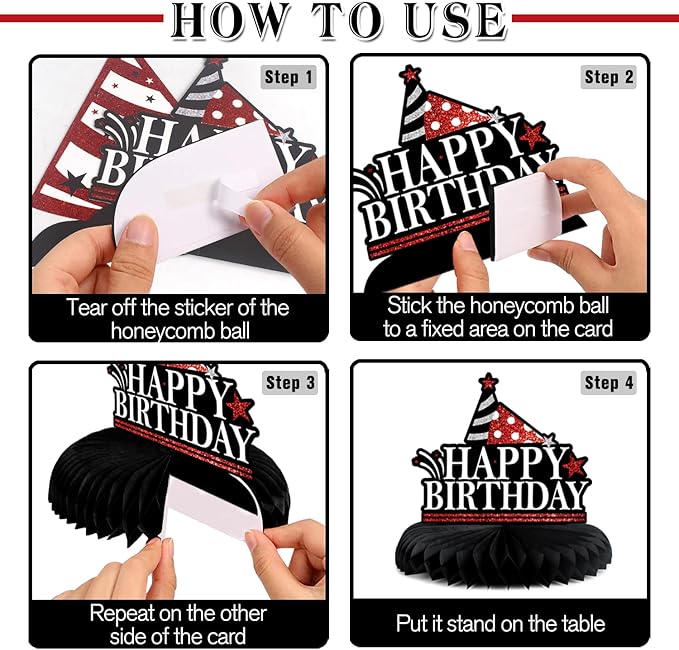 Happy 100th Birthday Decorations,100th Bday Red Glitter Shiny Stand Honeycomb Table Centerpieces - Cheers to 100 Years Old Birthday Party Photoprop Gift Sign.