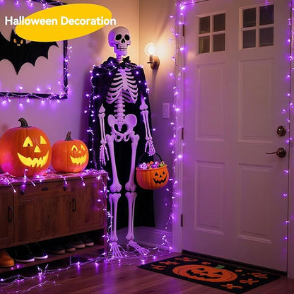 4 Pack 240LED Halloween Fairy Lights Battery Operated - 20FT Twinkle Lights with 2 Lighting Modes Indoor Outdoor, Waterproof Led Fairy String Lights for Christmas, Bedroom, Dorm, DIY Decor, Purple