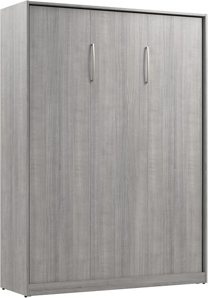 Bestar Claremont 59W Full Murphy Bed in Platinum Gray, Sleeping Arrangement for Multipurpose Area, Bedroom, Guest Room, or Living Room