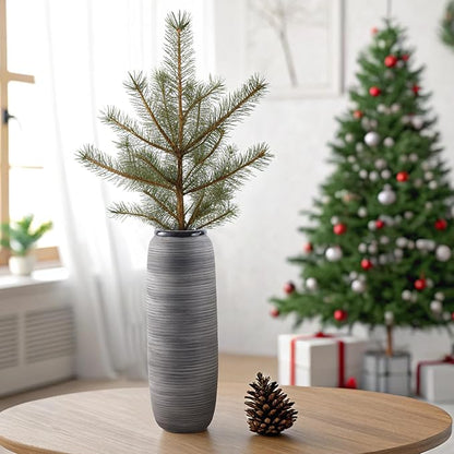 ALMA Black Tall Floor Vase for Pampas Grass, 18'' Gray Extra Large Floor Vase for Home Decor, Big Unique Ceramic Flower Vases for Living Room Floor,Fireplace,Mantel Decoration