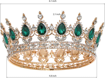 FORSEVEN Queen Crown Rhinestone Wedding Crowns and Tiaras for Women Costume Party Hair Accessories Princess Birthday Crown Crystal Bridal Crown Christmas Decorations Headband