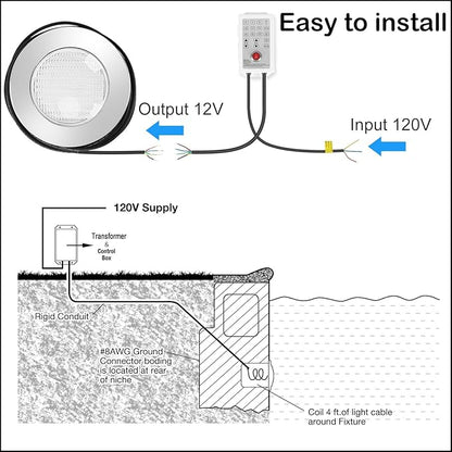 Pool Lights for Inground Pool, 54W 10 Inch Large LED Multicolor Inground Pools LED Light with 50 Foot Cord for Wet Niche, APP Control & Remote Control